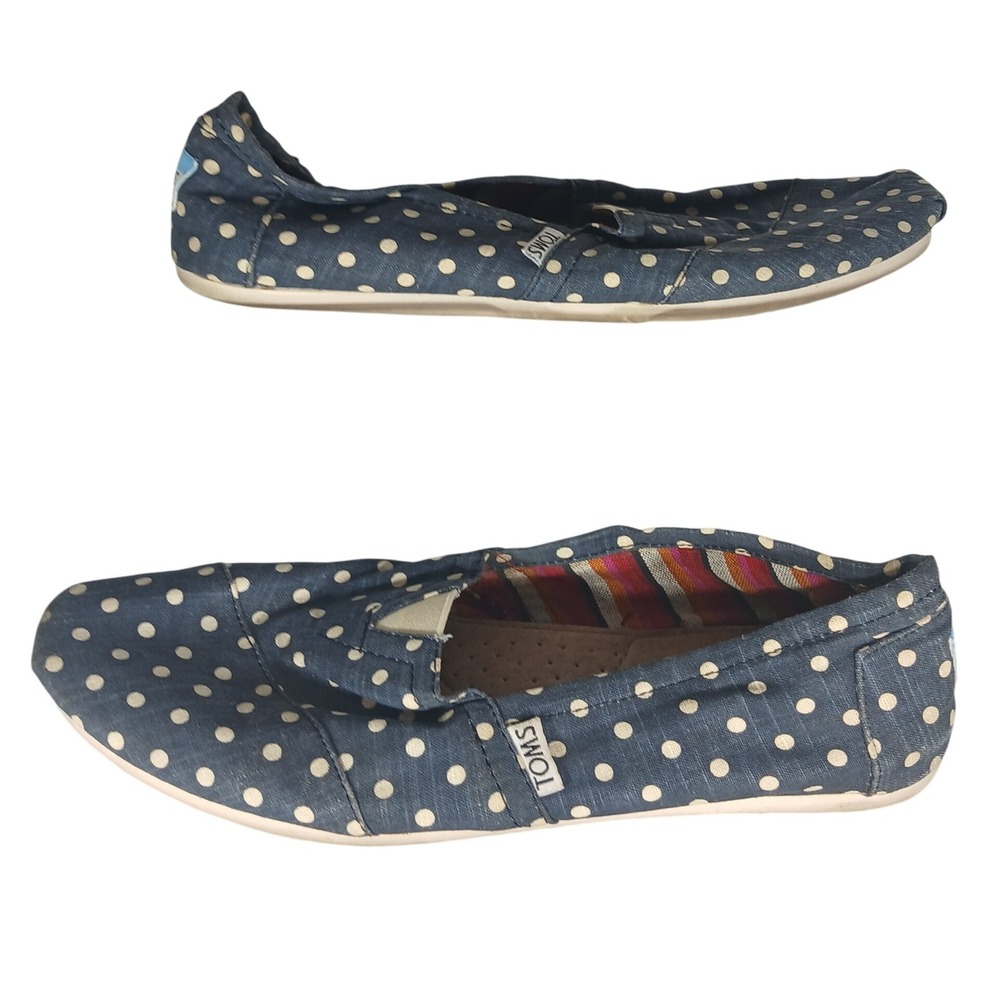 TOMS Womens Canvas Polka Dot Slip On Casual Comfort‎ Shoes Size 10